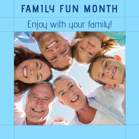Cheerful Multigenerational Family Celebrating Family Fun Month - Download Free Stock Templates Pikwizard.com