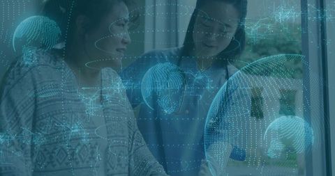 Doctor and Patient Interacting with Futuristic Holographic Interface