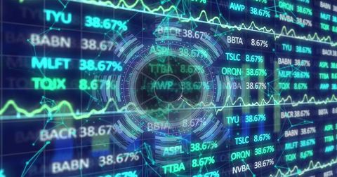 Futuristic holographic hud on digital trading dashboard