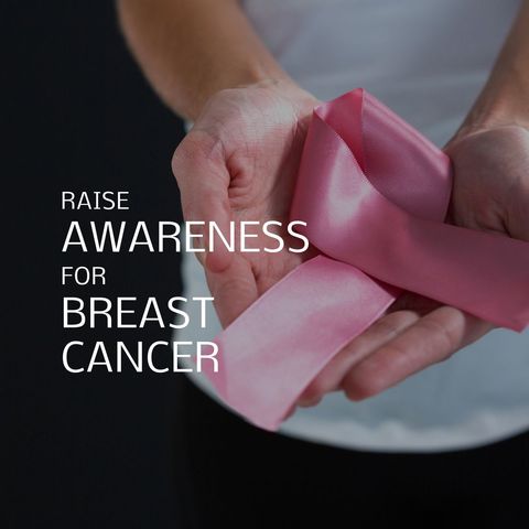 Hands Cradling Pink Ribbon for Breast Cancer Awareness