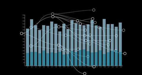 Financial Data Insights with Digital Connectivity on Dark Background