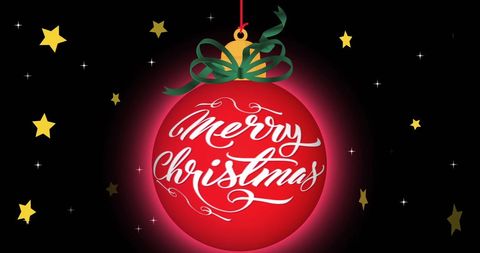 Elegant 'Merry Christmas' Bauble with Starry Background