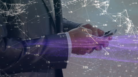 Digital Future: Businessman Using Smartphone with Network Connections