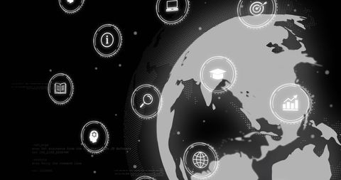 Global Data Connections and Digital Symbols on Abstract Globe - Download Free Stock Images Pikwizard.com