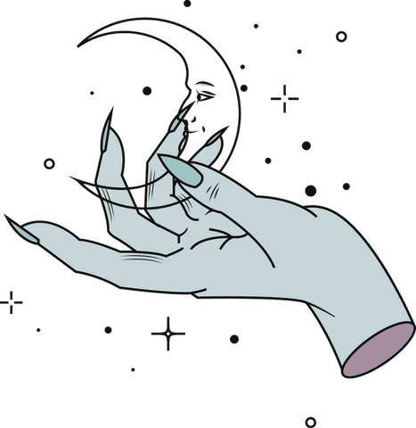 hand holding crescent moon face surrounded by stars with transparent background - Download Free Stock Videos Pikwizard.com
