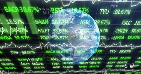 Global Finance Data Projection Screen with Earth - Download Free Stock Images Pikwizard.com