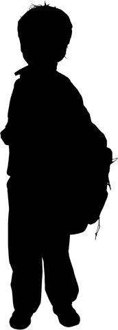 Silhouette of Schoolboy with Backpack on Transparent Background