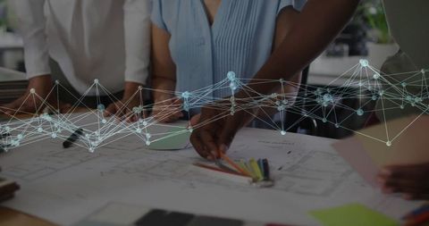 Collaborative Teamwork with Digital Planning in Modern Office