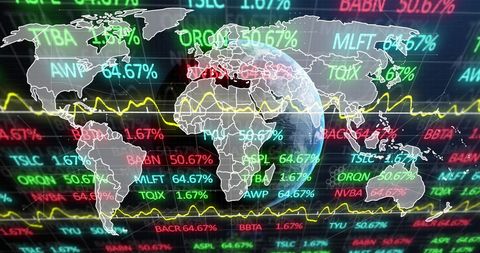 Global stock market analysis with digital interface concept