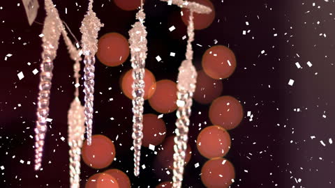 Festive Snowfall with Shimmering Christmas Icicles