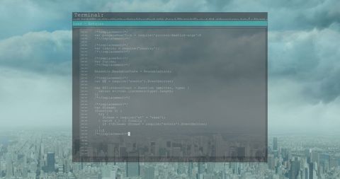 Digital Code Processing Over Urban Skyline - Download Free Stock Images Pikwizard.com