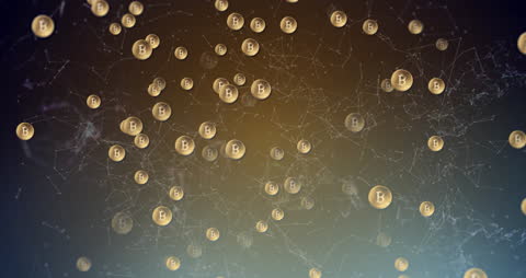 Floating Bitcoin Symbols with Network Connections