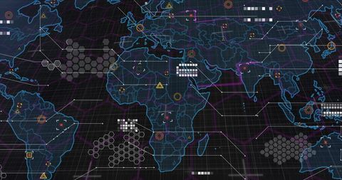 Futuristic Digital World Map with Tech Interface - Download Free Stock Images Pikwizard.com