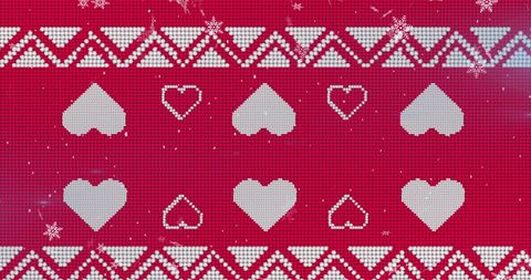 Digital christmas pattern with falling snowflakes