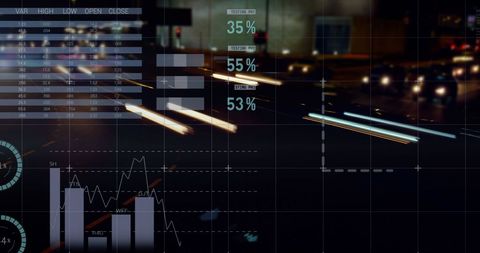 Analyzing Statistical Data Over Traffic at Night - Download Free Stock Images Pikwizard.com