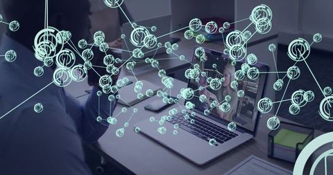Remote collaboration using augmented reality network overlay on laptop video call in office