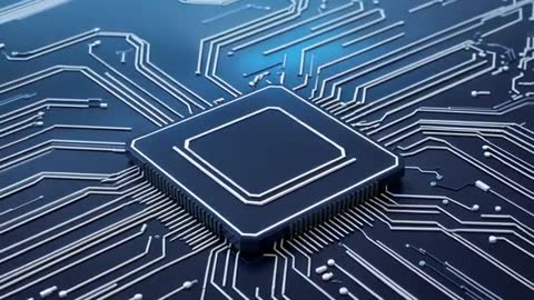 Futuristic Microprocessor on Blue Circuit Board