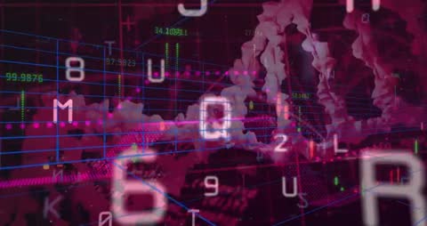 Futuristic Digital Grid with DNA Helix Visualization