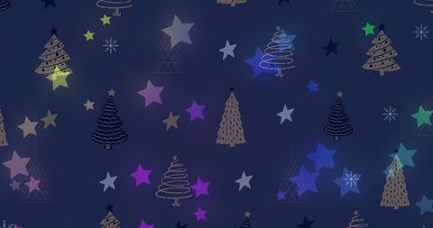 Festive Christmas Trees and Stars on Dark Patterned Background - Download Free Stock Images Pikwizard.com