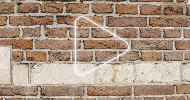 Glow Neon Play Button Icon on Rustic Brick Wall - Download Free Stock Images Pikwizard.com