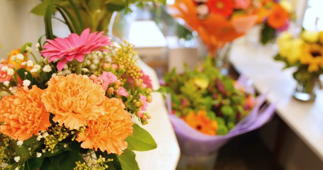 Colorful Flower Bouquets on Display in a Floral Shop - Download Free Stock Images Pikwizard.com