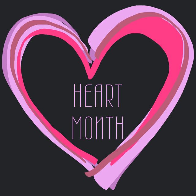 Heart Month emblem in vibrant pink and purple brush strokes - Download Free Stock Templates Pikwizard.com