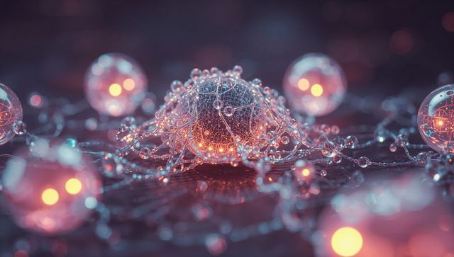 Glowing Node Network with Spheres in Futuristic Digital Art