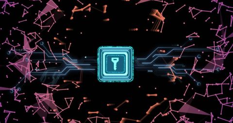 Digital Cyber Security Key Icon on Futuristic Background - Download Free Stock Images Pikwizard.com