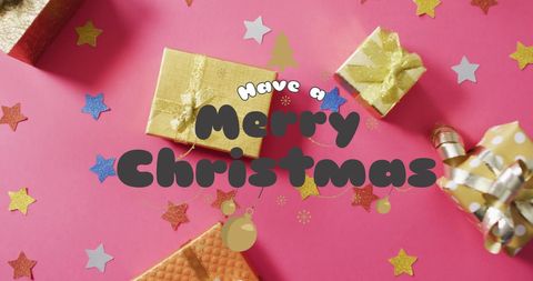 Festive Christmas Greeting with Gifts on Pink Background - Download Free Stock Images Pikwizard.com