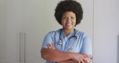 Confident nurse exuding professionalism with friendly smile in clinic