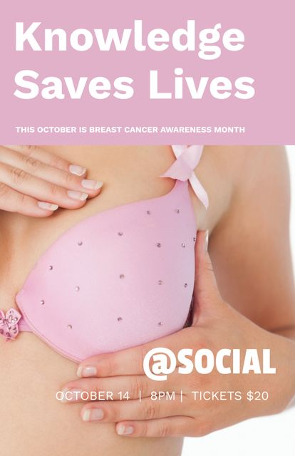 Breast Cancer Awareness Month Poster With Pink Ribbon Message - Download Free Stock Templates Pikwizard.com