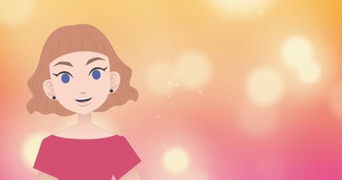 Cartoon Woman Icon on Luminous Orange Background