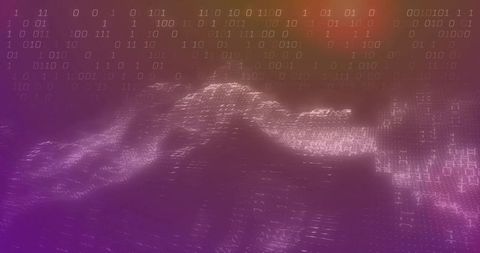 3D Digital Wave with Binary Code in Futuristic Data Space