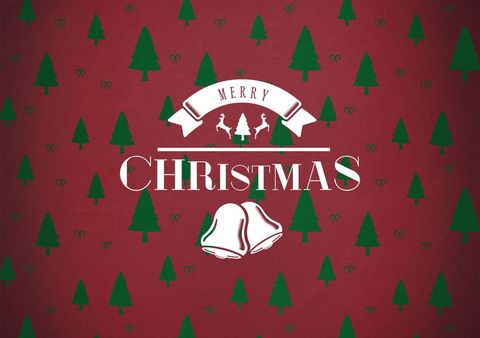 merry christmas holiday card design with green christmas trees - Download Free Stock Templates Pikwizard.com