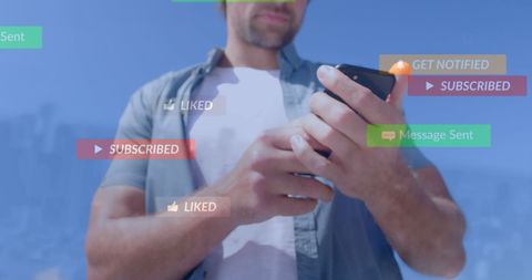 Social Media Interaction with Smartphone Outdoors - Download Free Stock Images Pikwizard.com