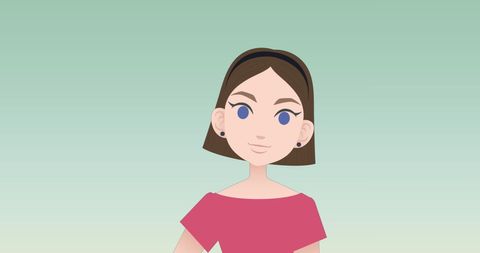 Woman Pictogram in Pink Dress with Green Background