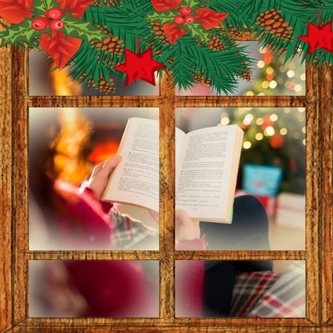 cozy holiday reading nook with festive decorations - Download Free Stock Templates Pikwizard.com