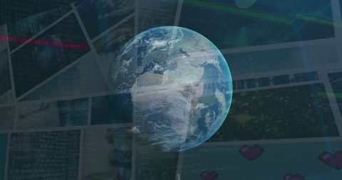 Digital Globe with Diverse Data Screens and Transparent Overlay - Download Free Stock Images Pikwizard.com