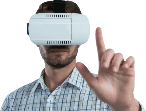 Man Interacting with Virtual Reality Headset on Transparent Background - Download Free Stock Videos Pikwizard.com