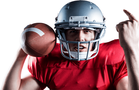 Transparent football player celebrating victory enthusiastically
