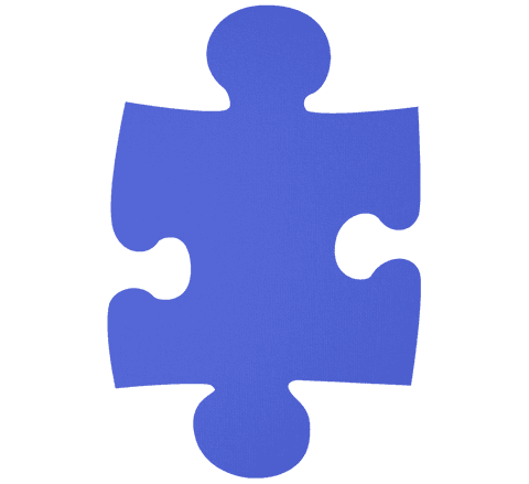 Blue puzzle piece on transparent background for branding or design