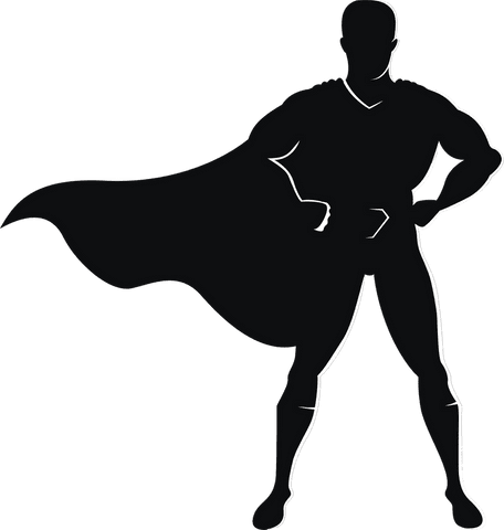 Superhero silhouette posing on transparent background