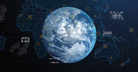 Global Digital Interface with World Map and Technology Elements - Download Free Stock Images Pikwizard.com