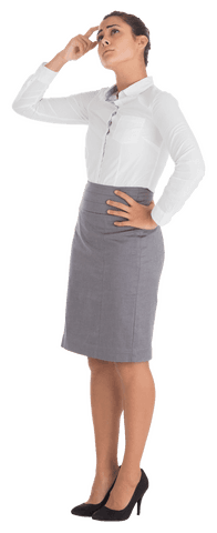 Biracial Businesswoman Thinking Transparent Background