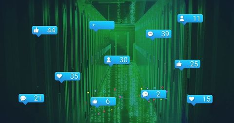 Floating Social Media Icons in Digital Data Center Environment