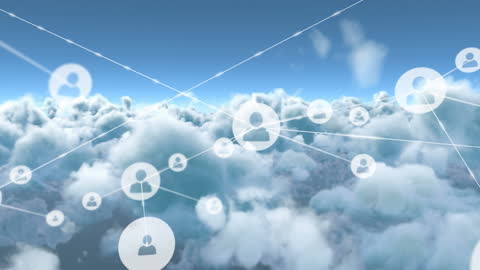 Digital Cloud Networking Illustration in Sky Background