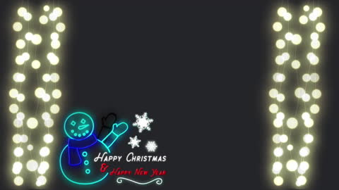 Neon Snowman with Holiday Greetings and Festive String Lights