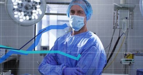 Doctor Analyzing Medical Data in Operative Theater with Precision