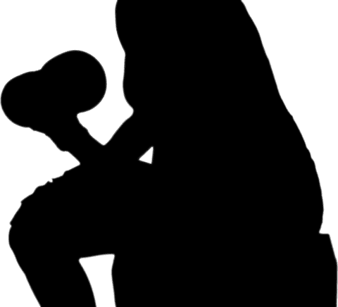 Transparent silhouette of man lifting dumbbell for fitness and health