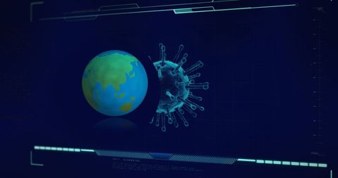 Digital Globe and Virus Representation on High-Tech Interface - Download Free Stock Images Pikwizard.com